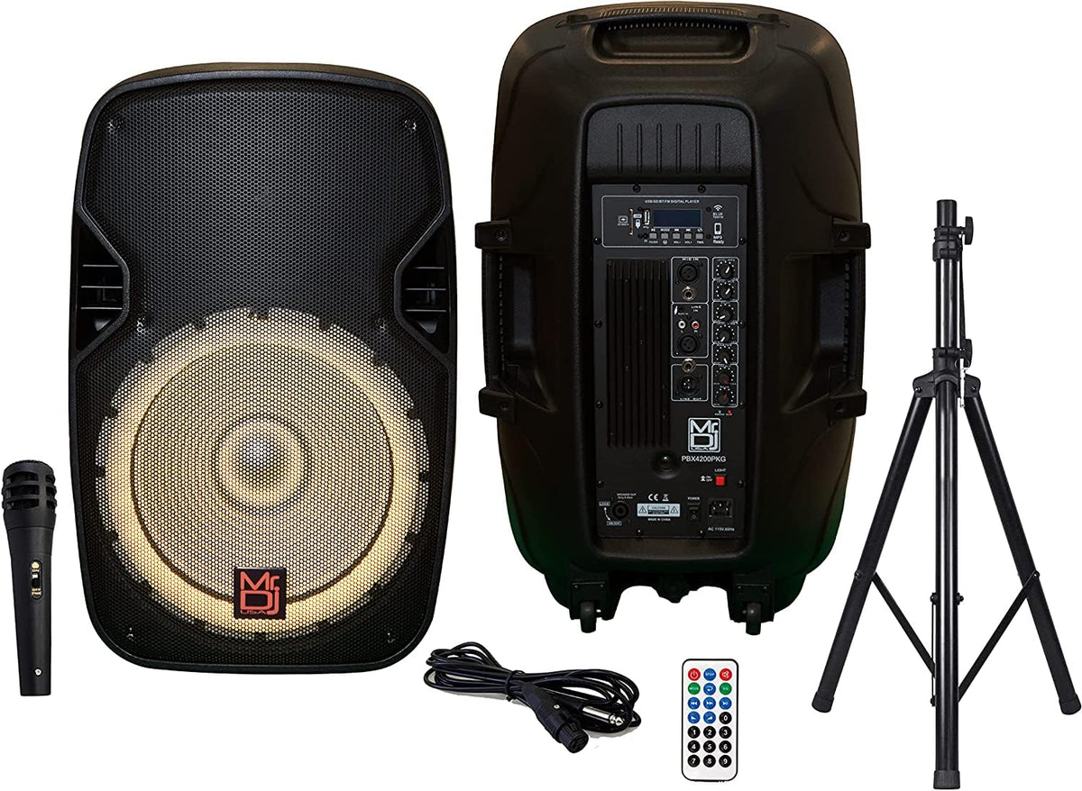 15" 2-Way Powered Bluetooth Karaoke Speaker with Speaker Stand I278