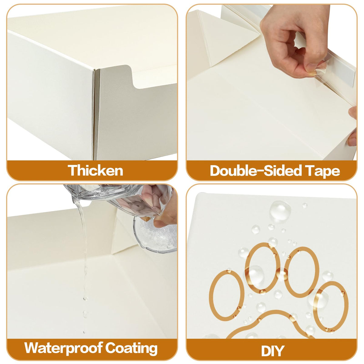 8 Pack White Foldable Disposable Litter Boxes with Scoop K8785