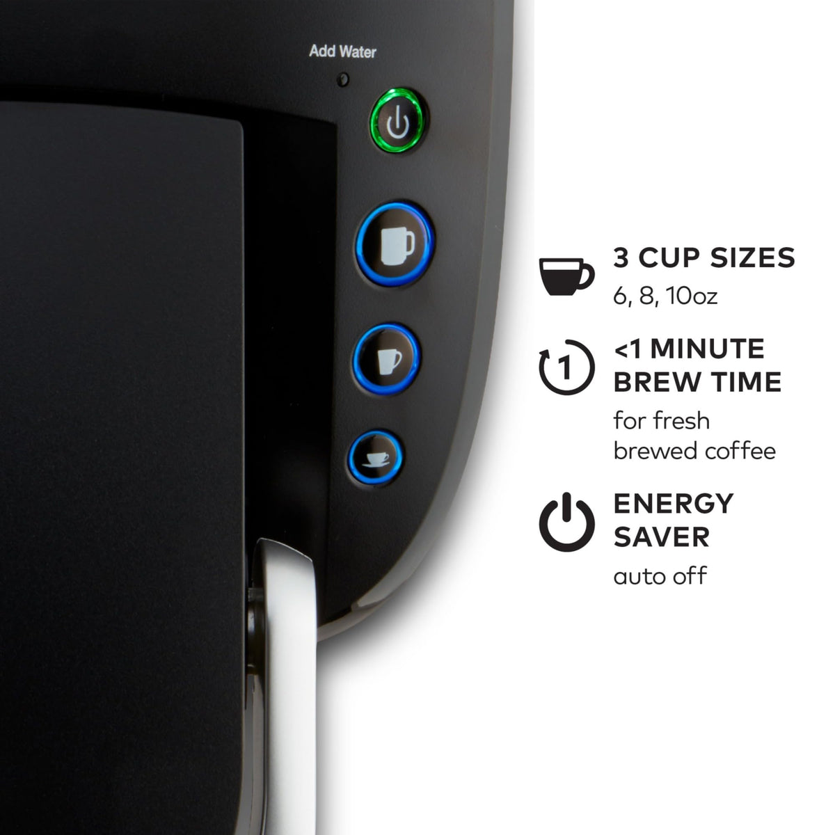 Black Single-Serve Coffee Maker with 3 Brew Sizes M602982