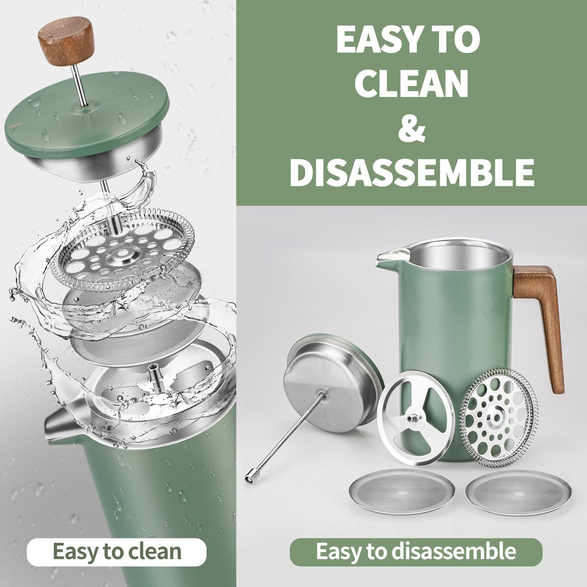 34oz Stainless Steel Double Wall Insulated French Press E4495