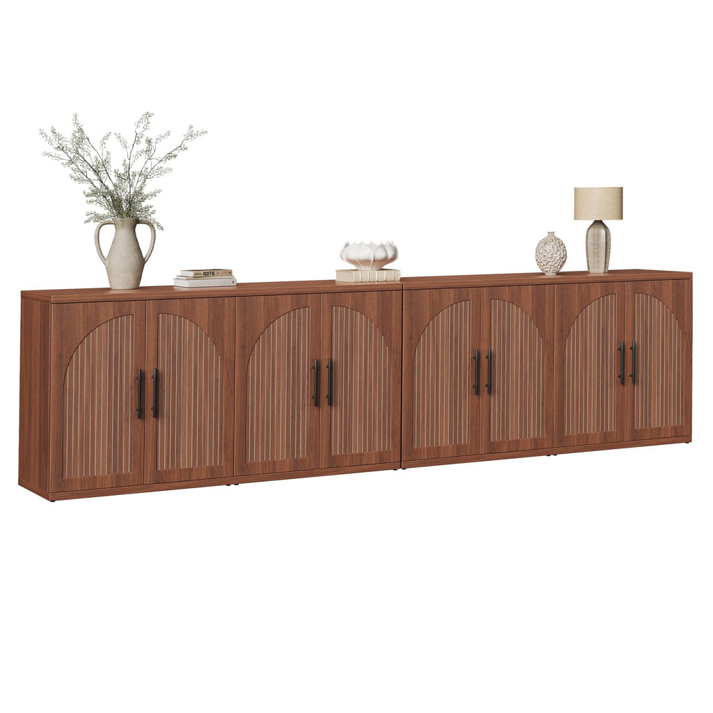 63" Fluted Walnut Credenza with Adjustable Shelf S120119