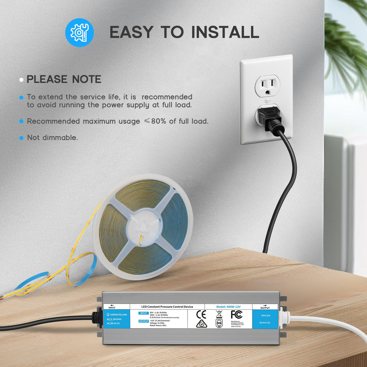 200 Watts Waterproof IP67 LED Driver 85V-265V AC to 12V DC Converter F8863
