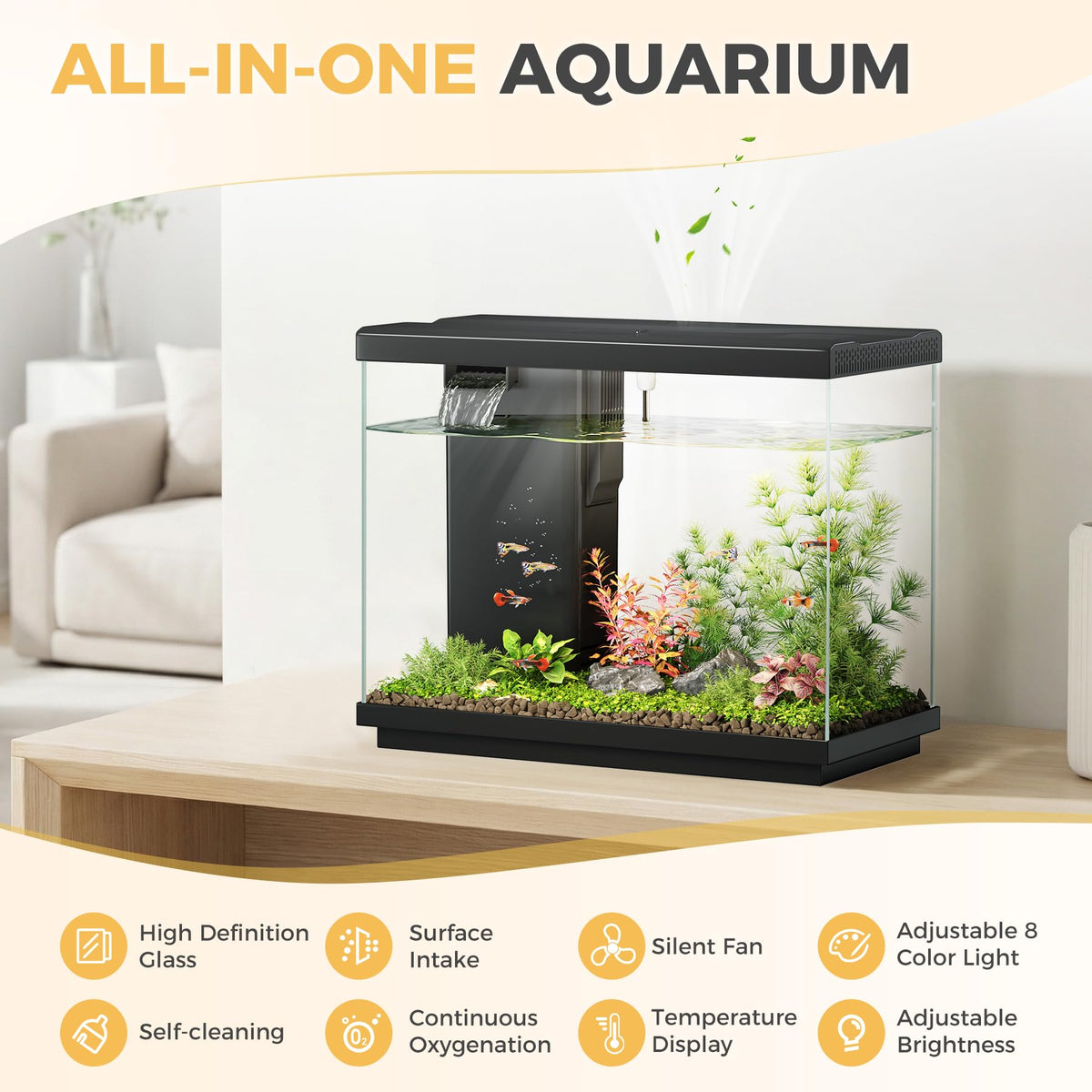 2.2 Gallon Small Black Fish Tank K341150
