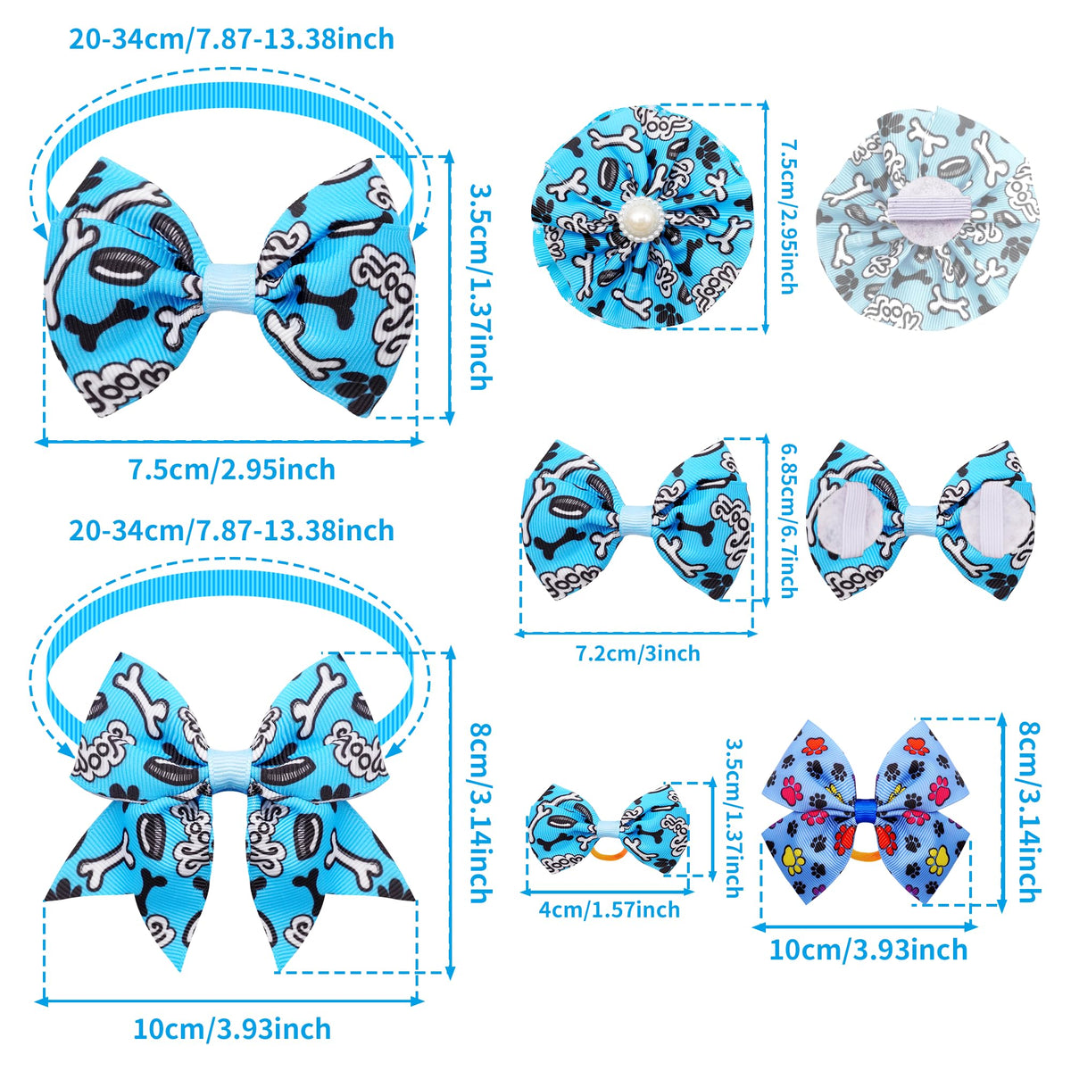 120PCS Dog Bows Collar Flowers and Bowties Grooming Accessories S663