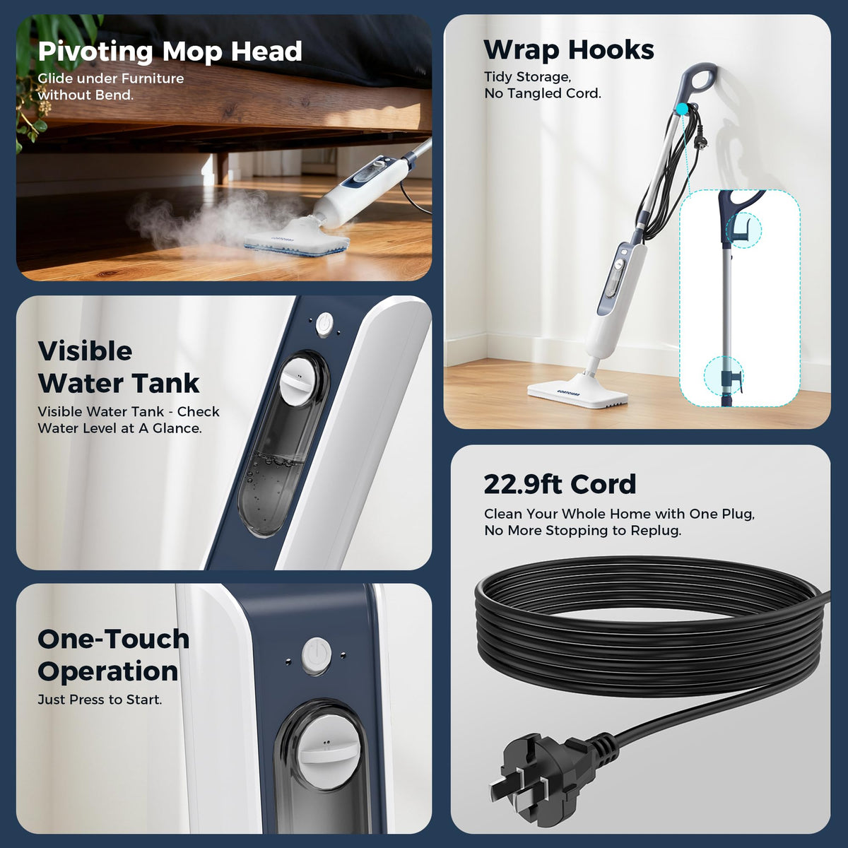 11-in-1 Dual-Mode Steam Mop, 13.5 Fl Oz Steam Cleaner A288634