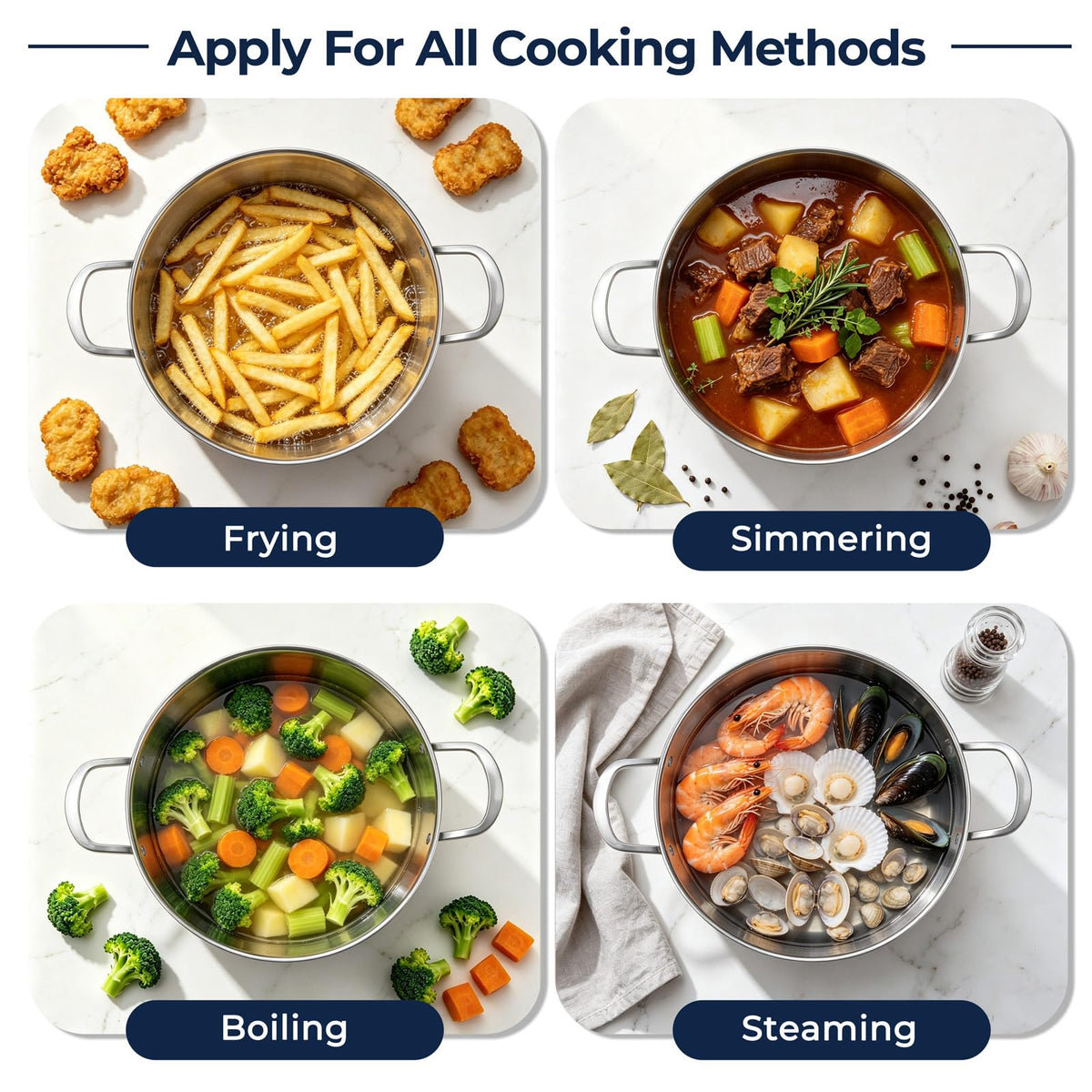 8QT Stainless Steel Stock Pot with Lid K7560