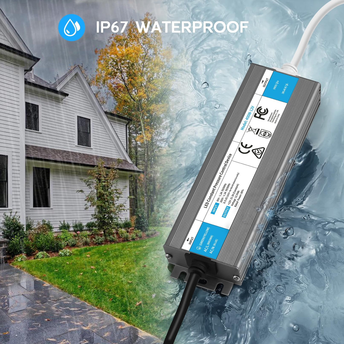 200 Watts Waterproof IP67 LED Driver 85V-265V AC to 12V DC Converter F8863