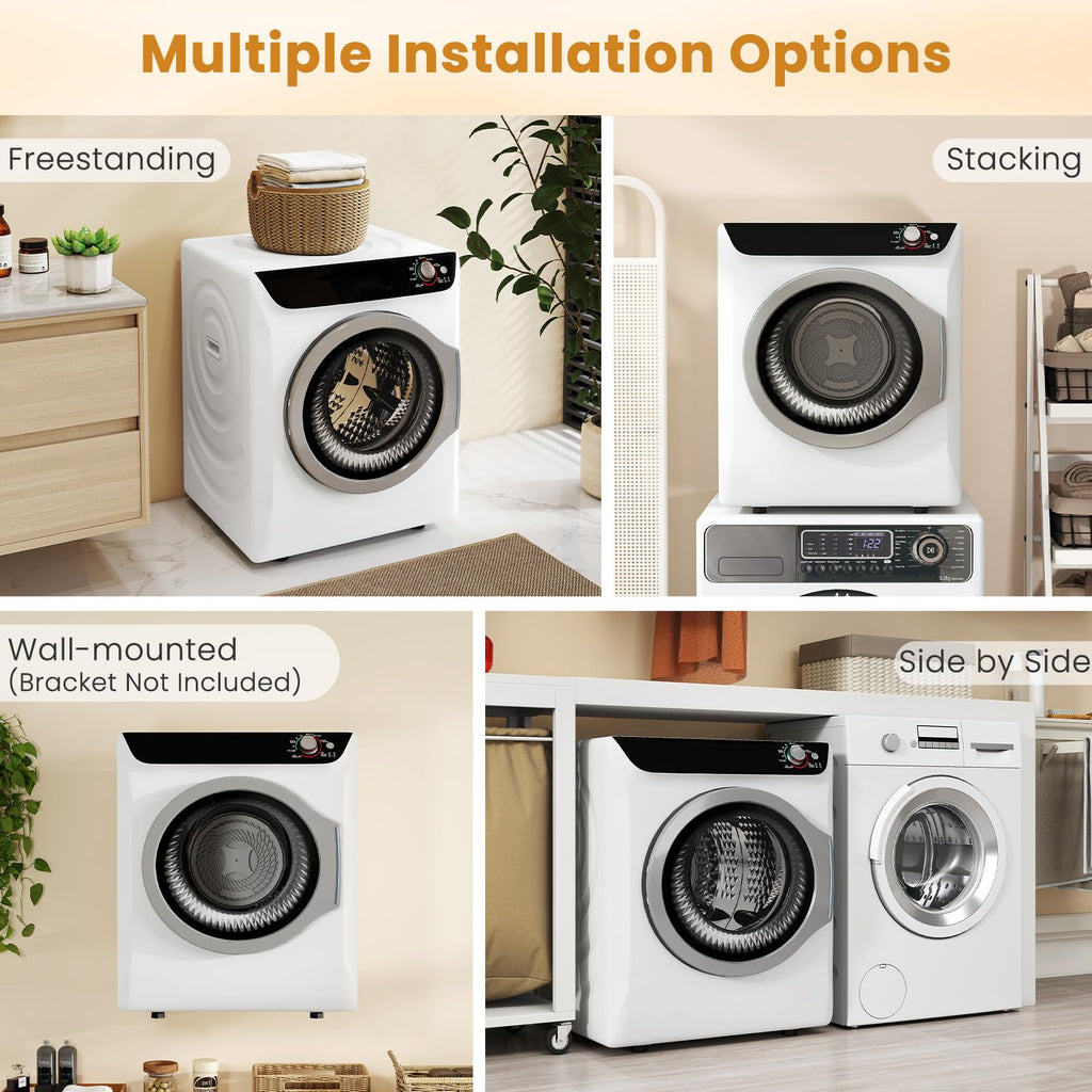 2.6 CU. FT. White Compact Electric Clothes Dryer with Stainless Steel Tub H429