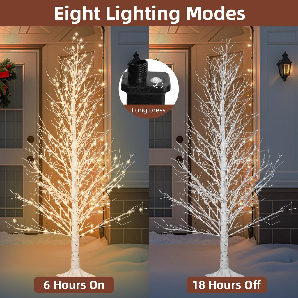 6FT LED Lighted Birch Tree with Timer IP44 Waterproof A15477