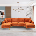 114" U-Shaped Velvet Sectional Couch with Ottoman B1099