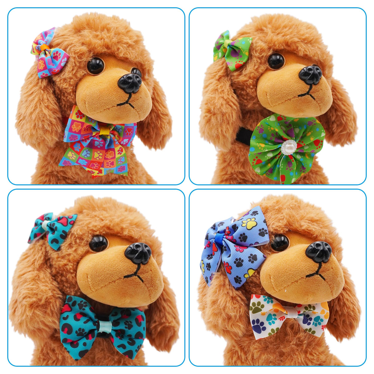 120PCS Dog Bows Collar Flowers and Bowties Grooming Accessories S663