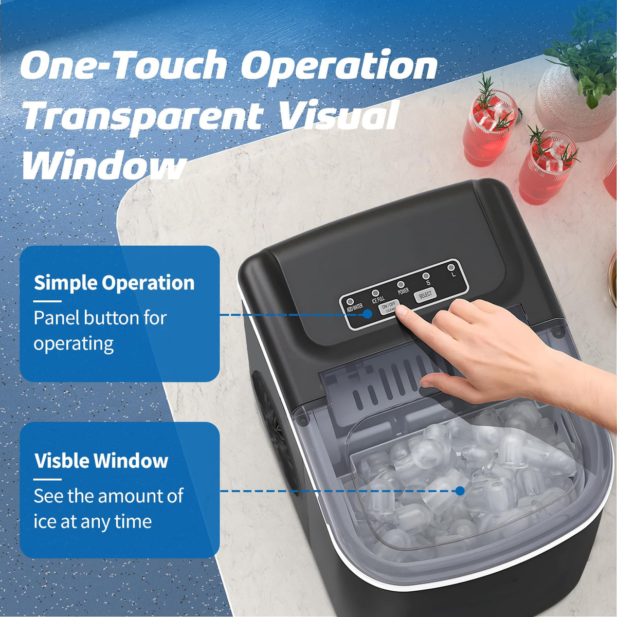 Countertop Ice Maker Machine with Scoop & Basket 26Lbs/24H E748899