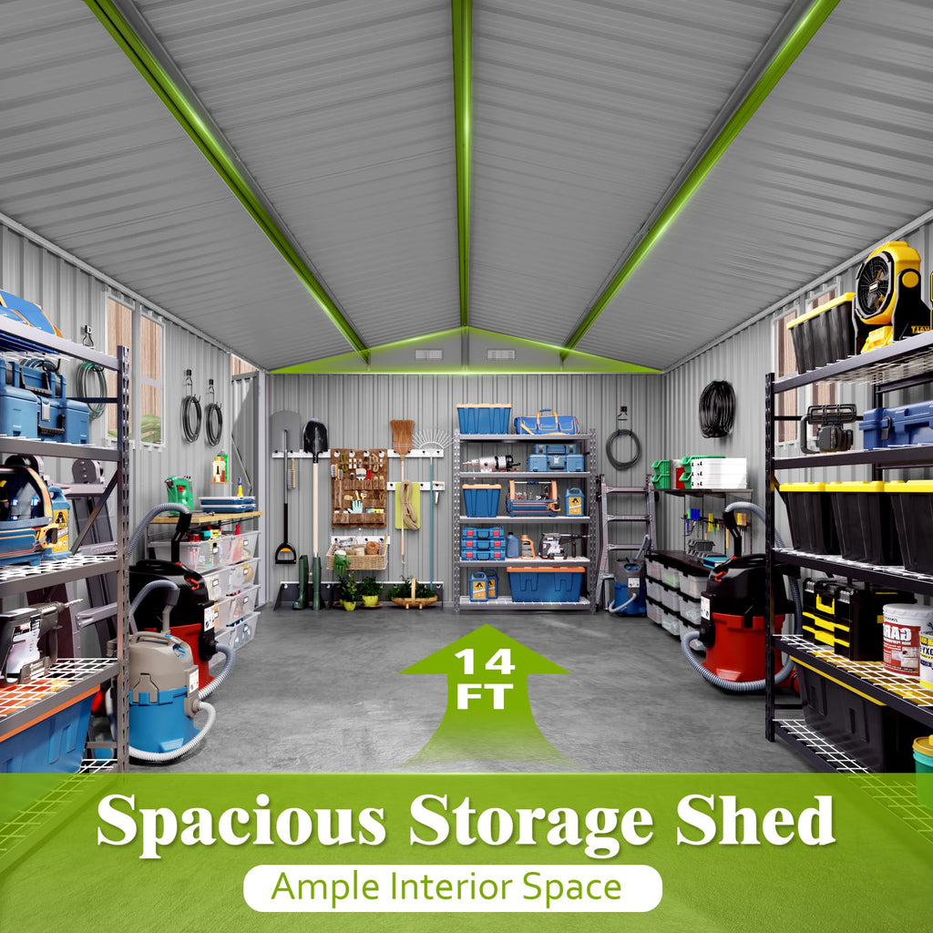 10x14 FT Outdoor Metal Storage Shed J37496