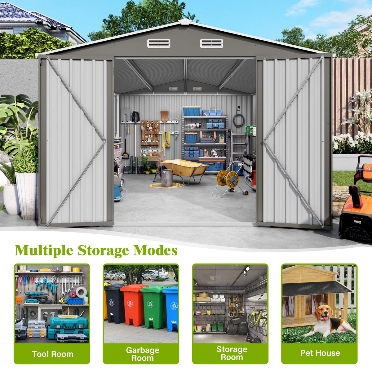 10x14 FT Outdoor Metal Storage Shed J37496