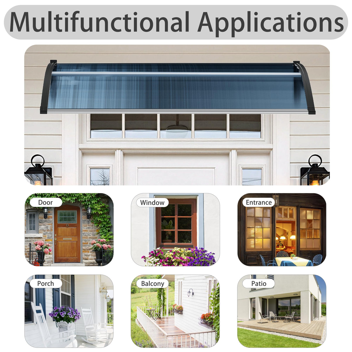 58.5x35 Inch Polycarbonate Patio Awning U212057
