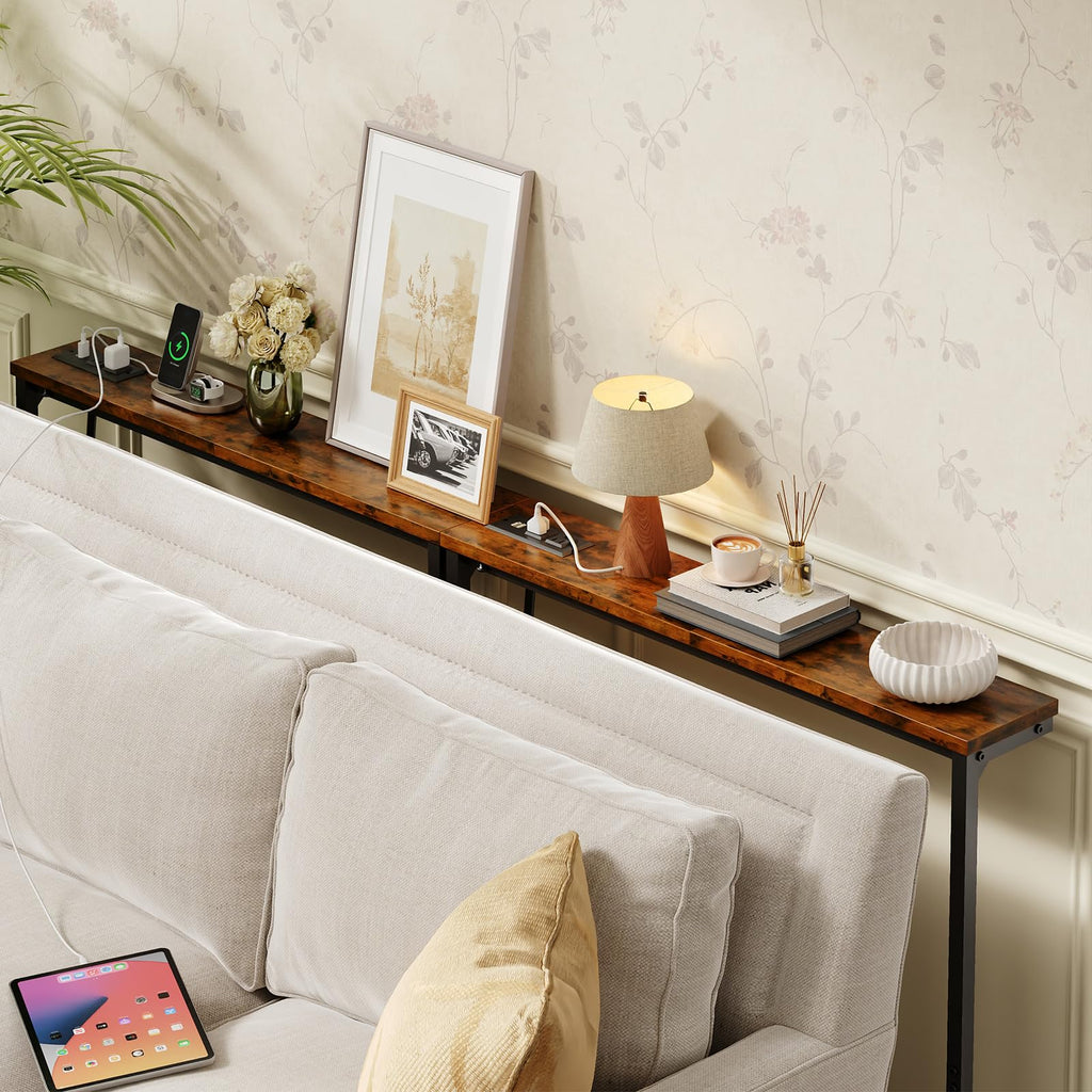 63 Inch Narrow Console Table with 2 Power Outlets O413