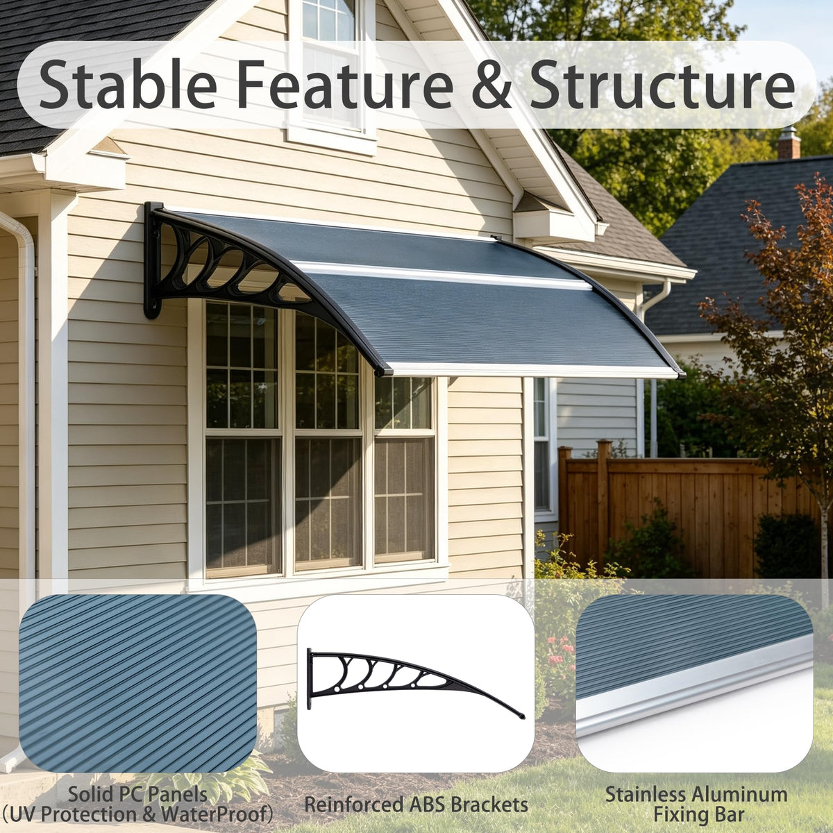 58.5x35 Inch Polycarbonate Patio Awning U212057
