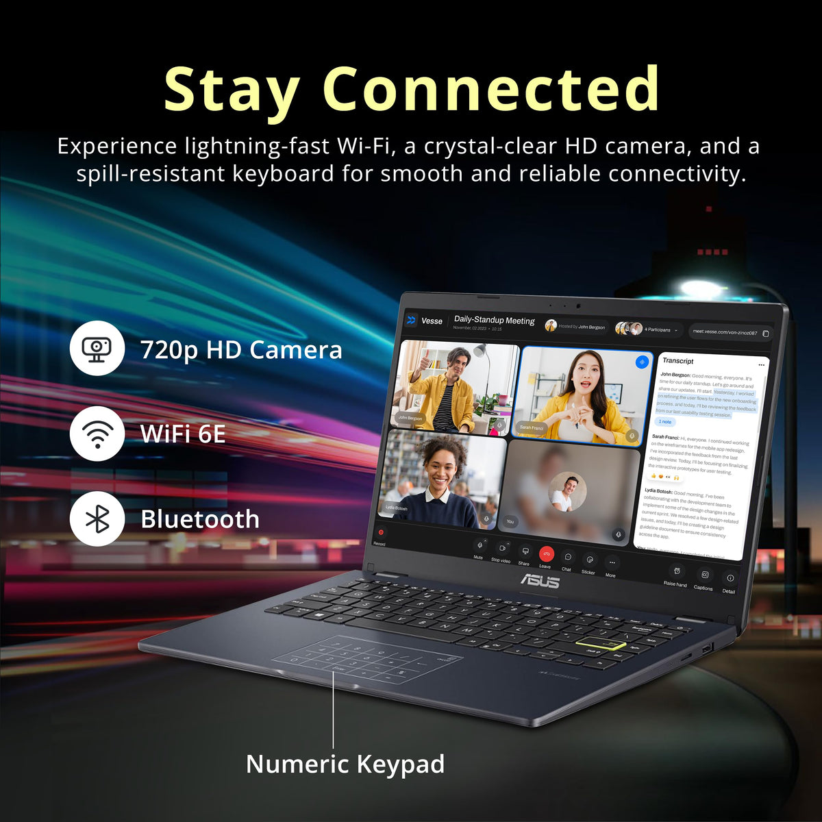 14" FHD Laptop, Intel Celeron N4500, 4GB RAM, 224GB Storage, Quiet Blue R6594
