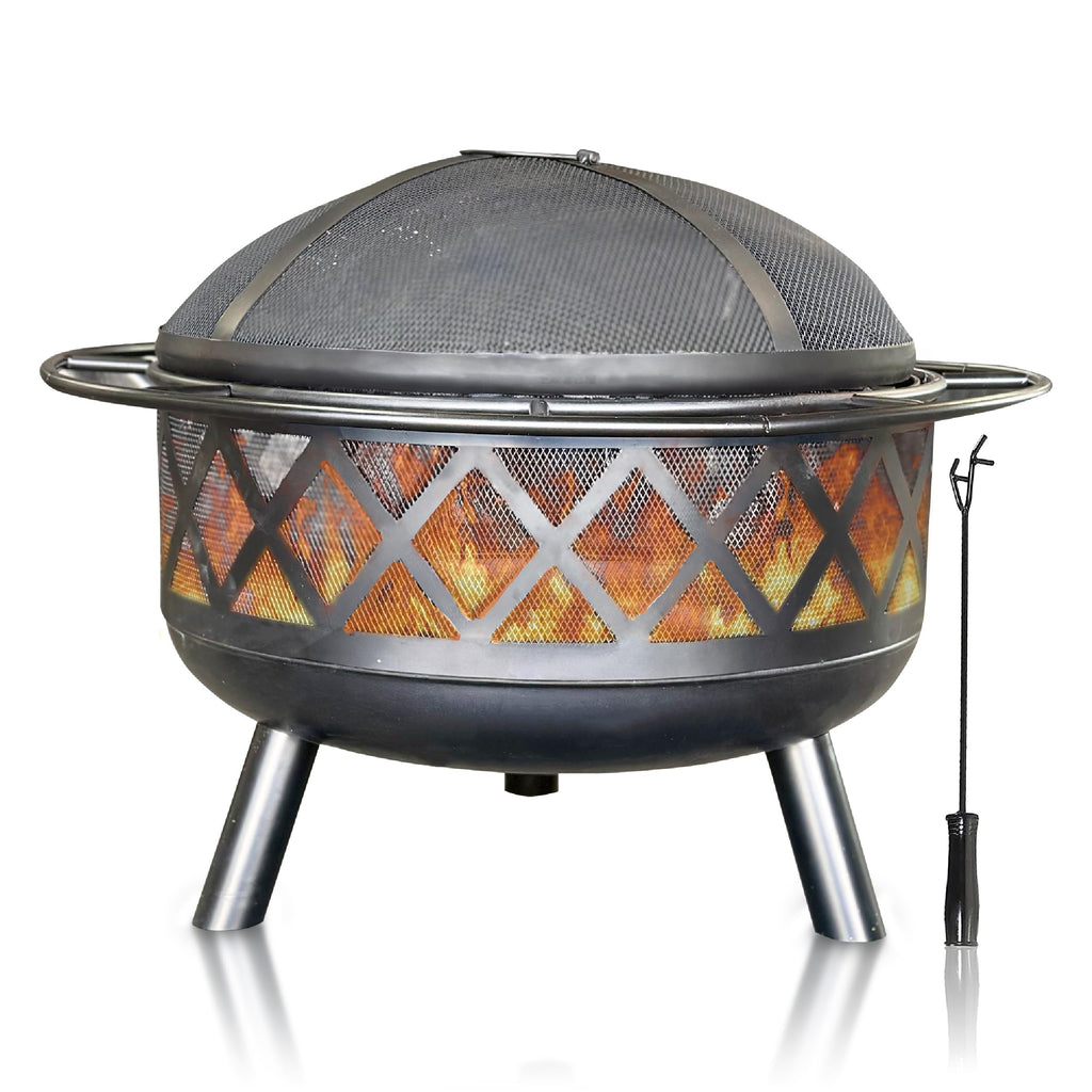 30" Wood Burning Fire Pit with Spark Screen E65788