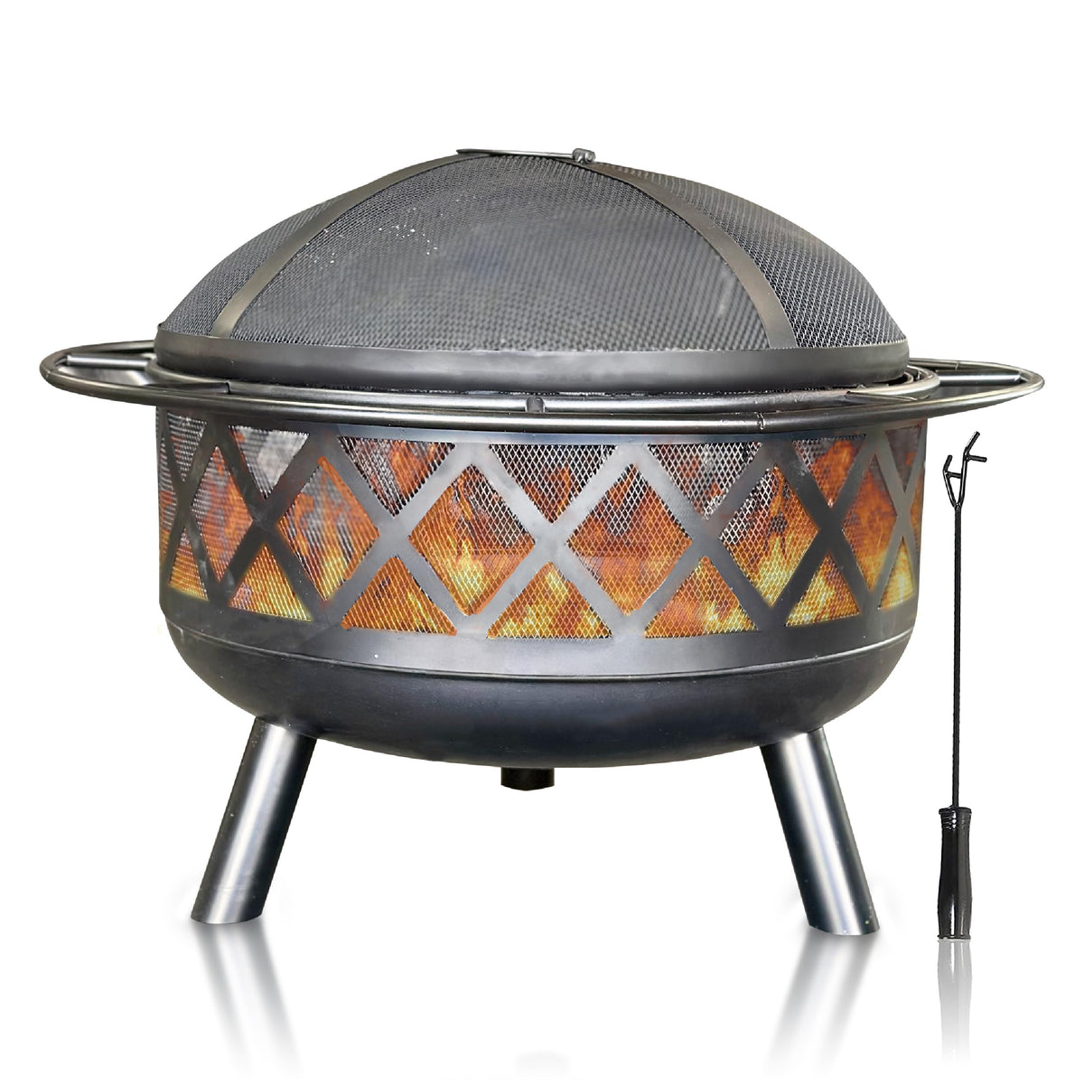 30" Wood Burning Fire Pit with Spark Screen E65788