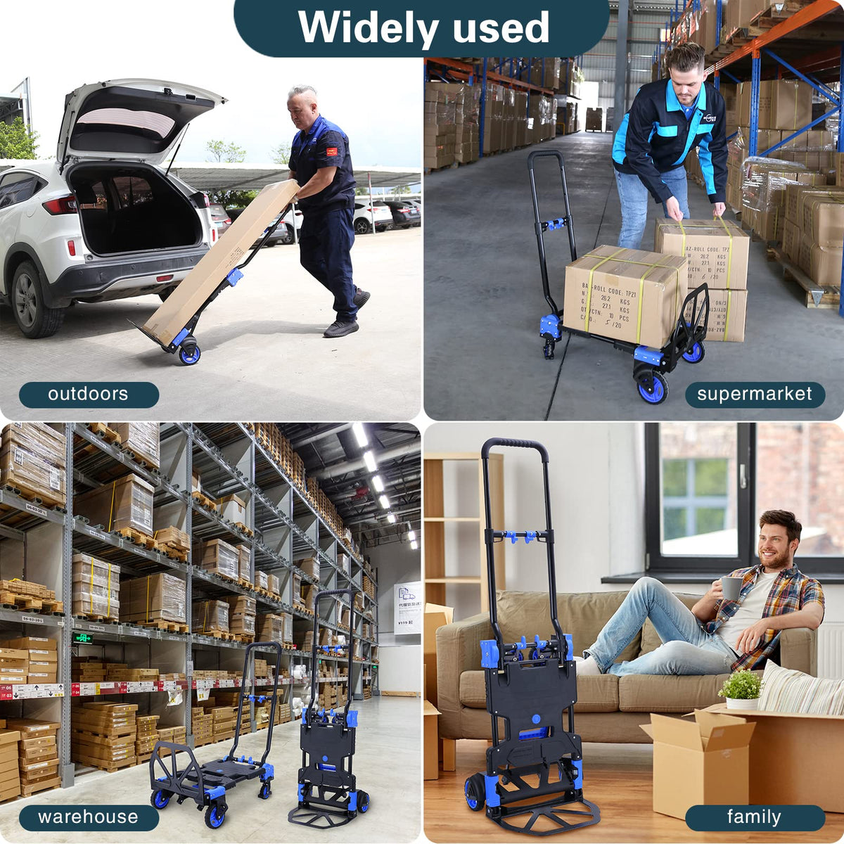 2-in-1 Foldable Hand Truck Dolly 330LB Capacity W4295