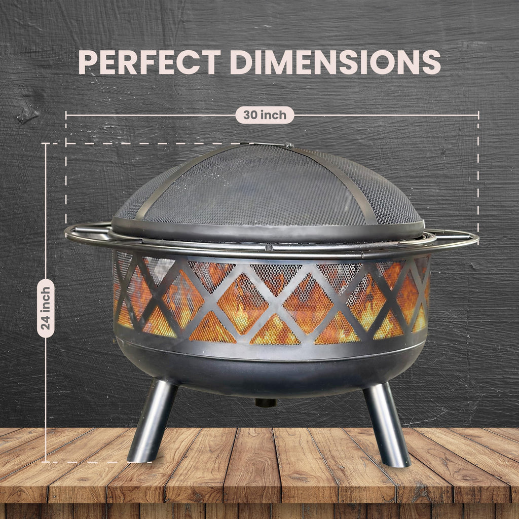 30" Wood Burning Fire Pit with Spark Screen E65788