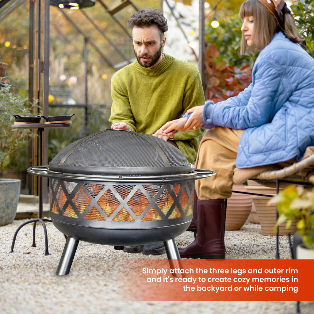 30" Wood Burning Fire Pit with Spark Screen E65788