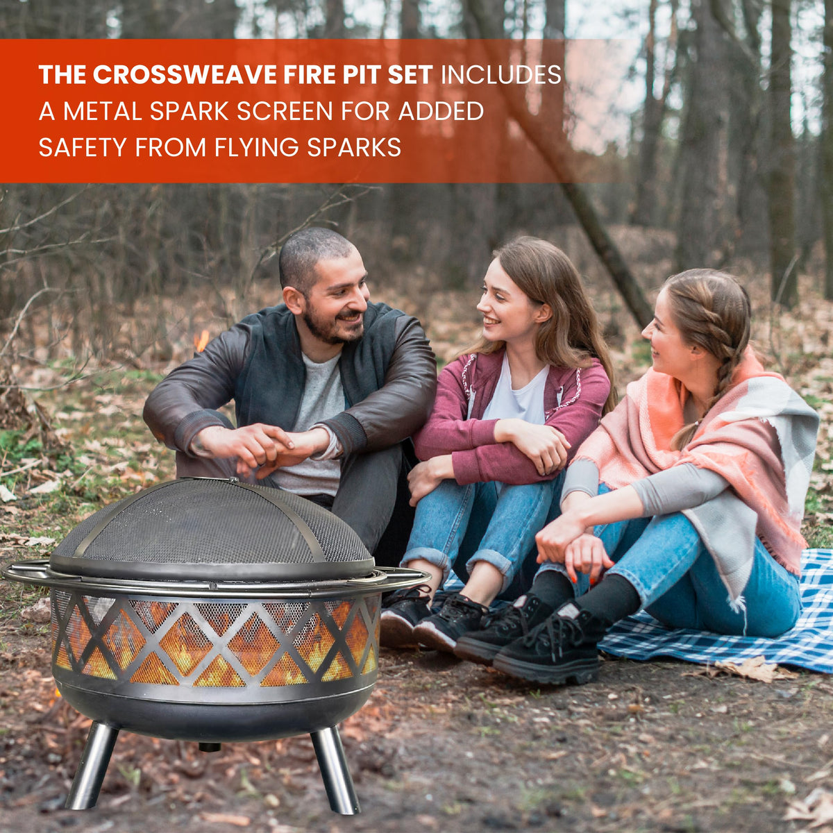 30" Wood Burning Fire Pit with Spark Screen E65788