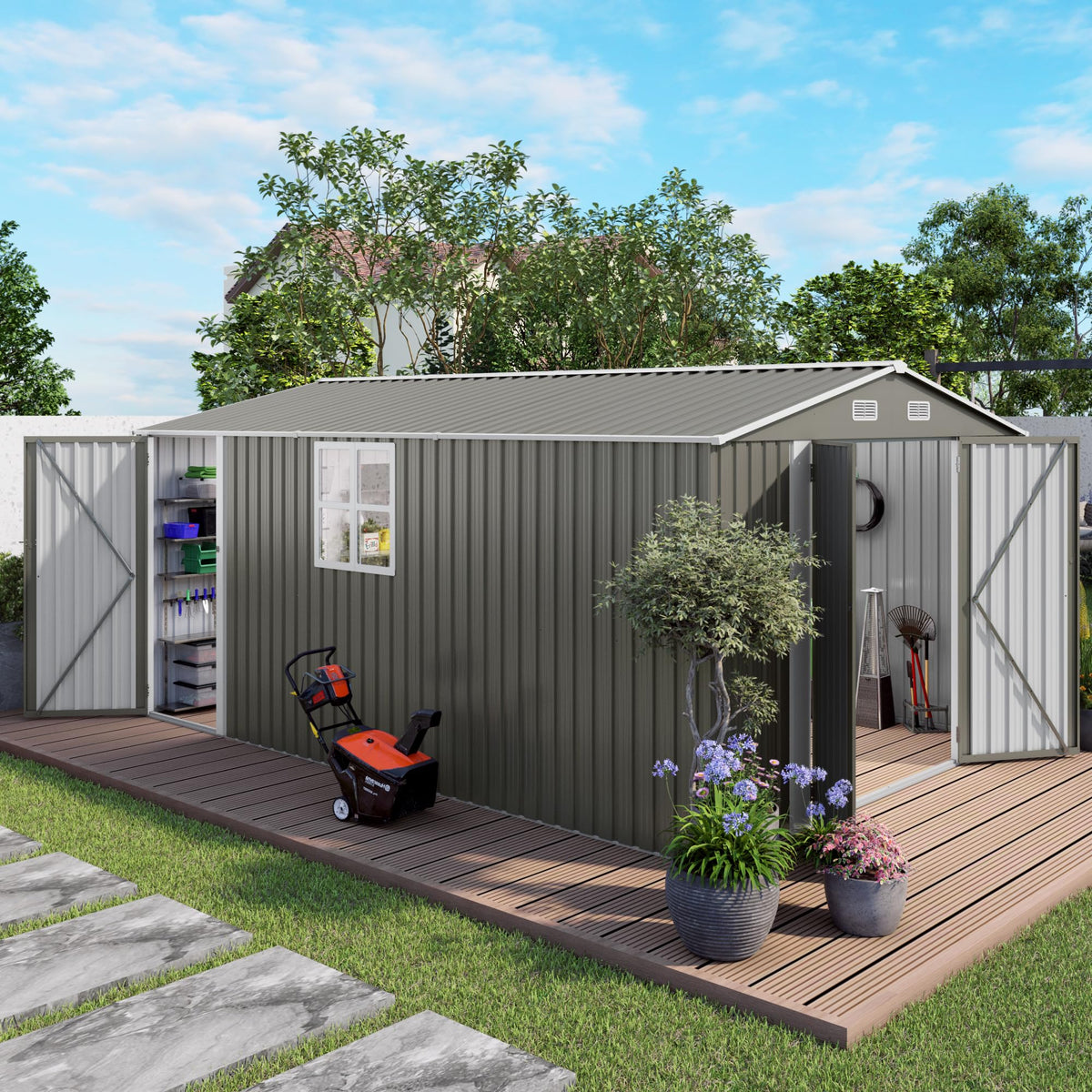 10x14 FT Outdoor Metal Storage Shed J37496