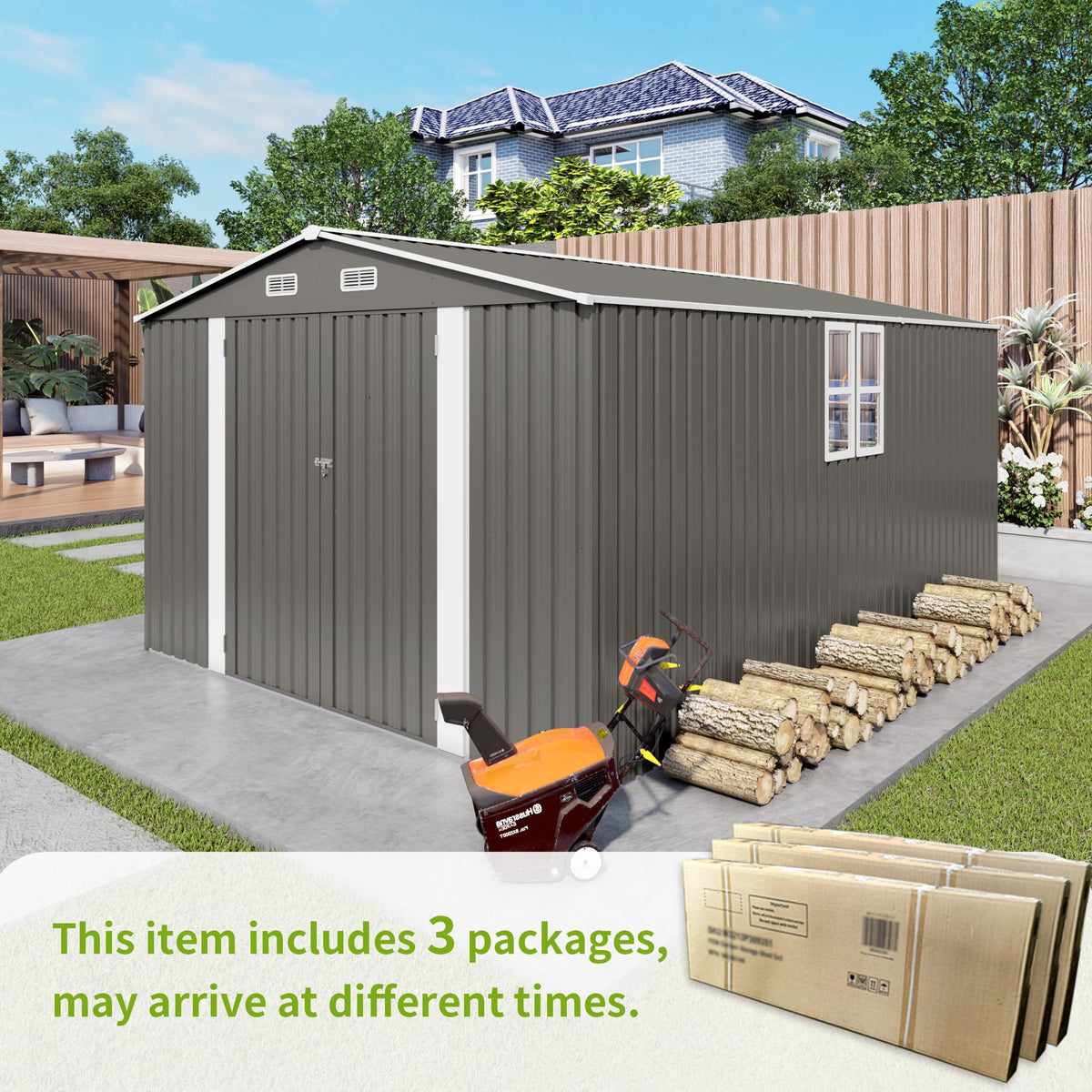 10x14 FT Outdoor Metal Storage Shed J37496
