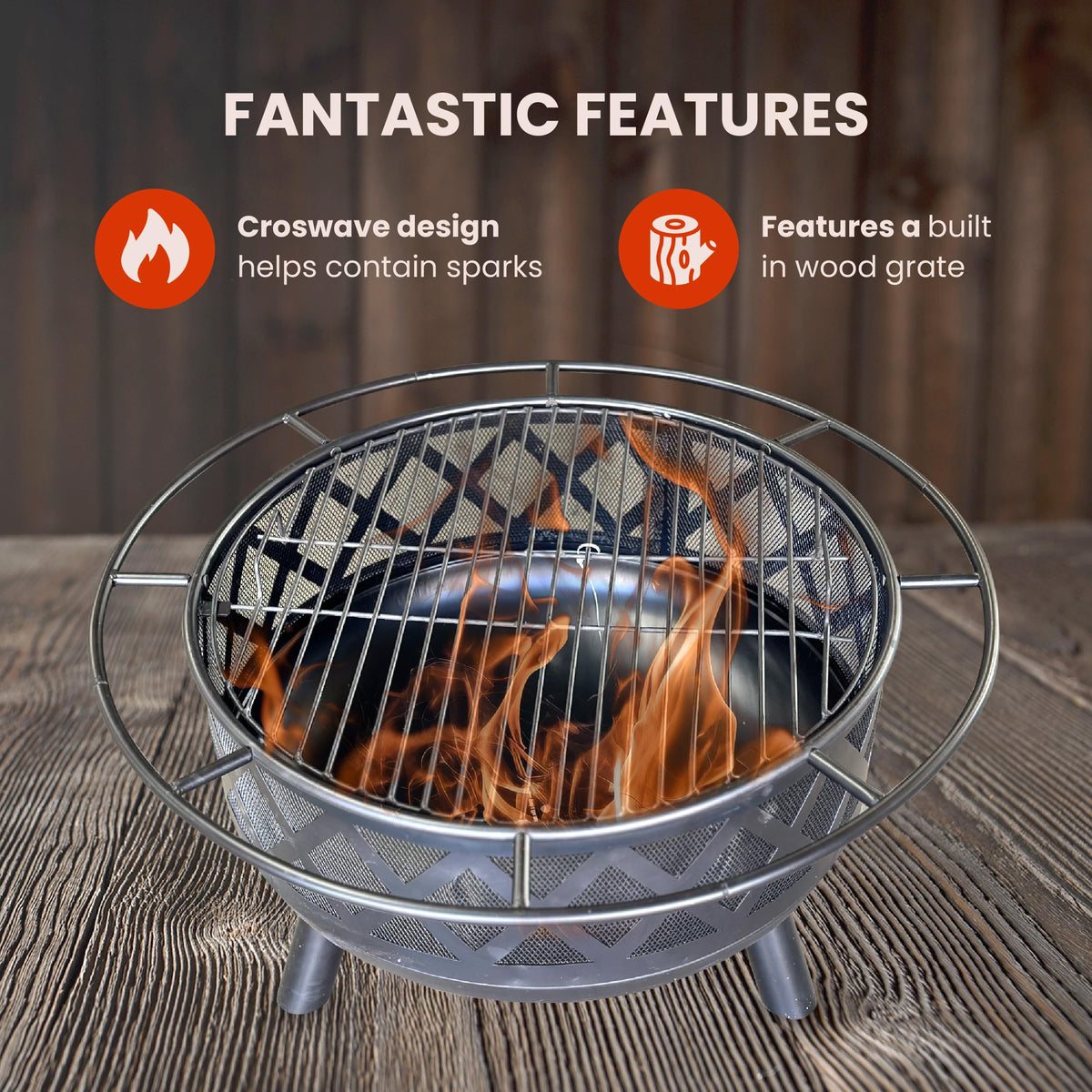 30" Wood Burning Fire Pit with Spark Screen E65788